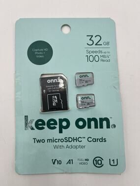 Micro SDHC 2 Cards with Adapter, 32 GB Speeds up to 100 MB